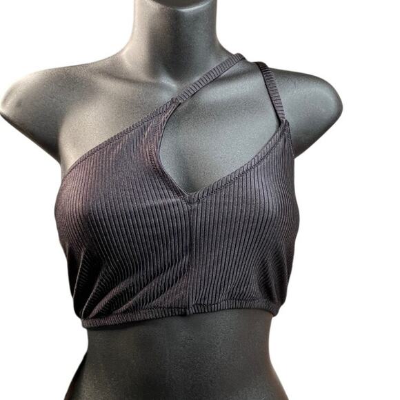 aerie Other - Aerie Black Ribbed one shoulder bandeau swim top - XXL